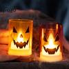 Decorative Halloween Light Ghost Face Candle Light, Battery Powered LED Lamp, Scary Shadow Projector Detachable Handle for Home Party Decor