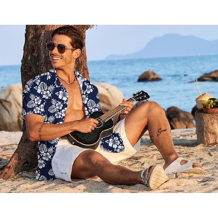 Mens Hawaiian Shirt Short Sleeve Button Down Shirts Tropical Floral Summer Beach Shirts