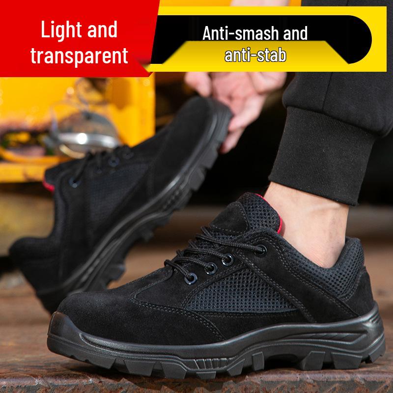 Men's Breathable Lightweight Safety Shoes: Soft Sole, Anti-Smash, Anti-Puncture, Wear-Resistant, Insulated.