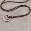 1 Piece Vintage Double Ring Alloy Pendant Adjustable Necklace, Unisex, Retro Style Design, Durable, Suitable for Daily Wear