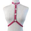 Adjustable Faux Leather Halterneck Choker Ring Waist Belt Body Chain Harness