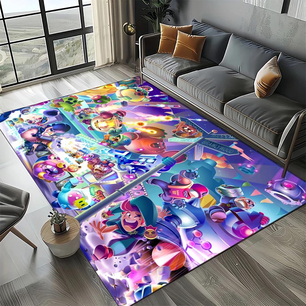 HOT B-Brawlls Cartoon Game 3D Print Rug Carpet for Living Room Bedroom Home Decor,kids Play Non-slip for Sofa Doormat