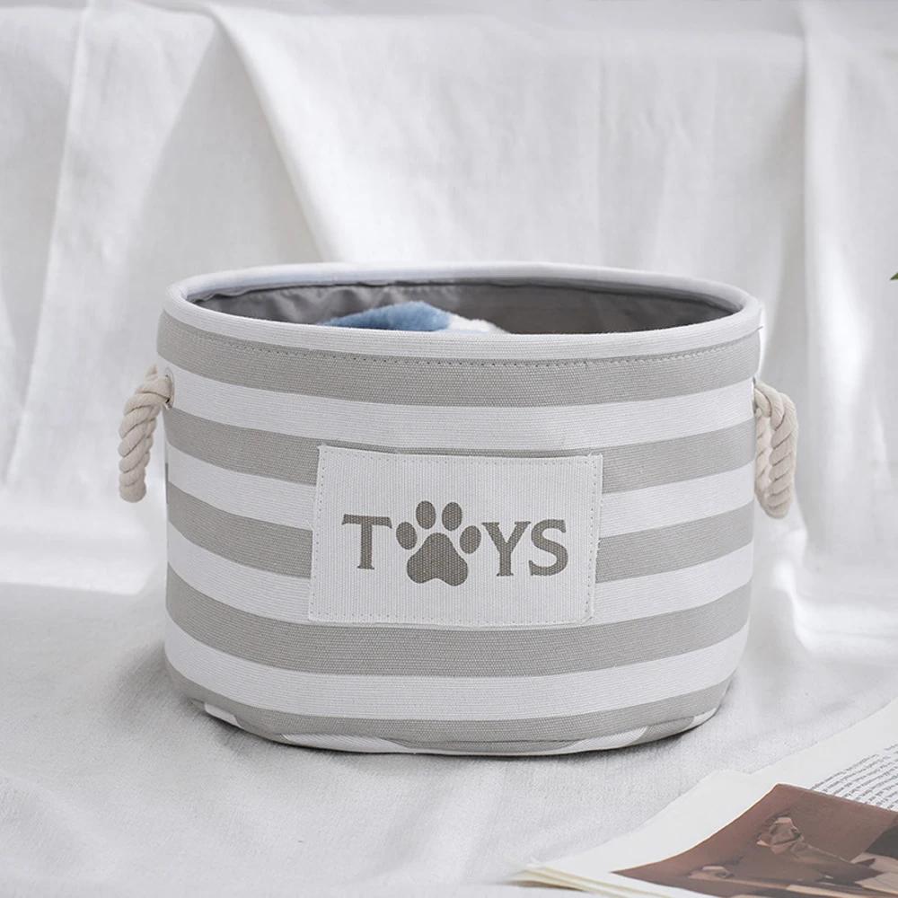 Striped Claw Round Dog Pet Toy Basket Clothes Storage Box with Handle Pet Supplies 3630₽