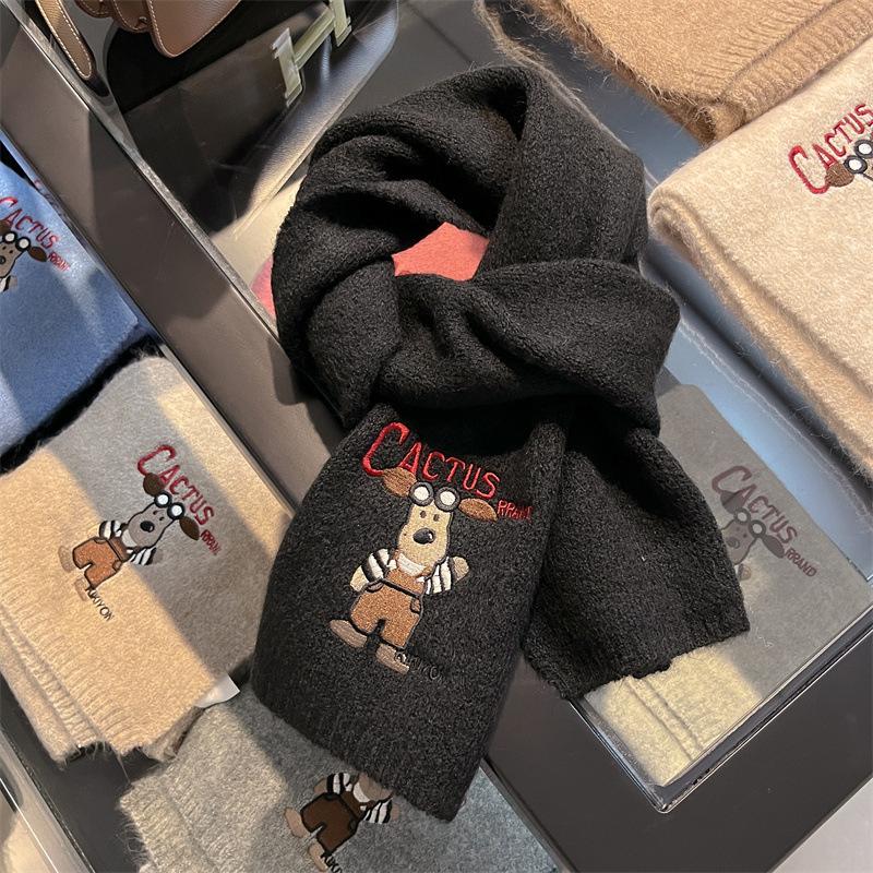 

Xiugou новый вышитый вязаный шарф из чистой шерсти женский осенне-зимний теплый универсальный студенческий парный шерстяной шарф 160*20cm