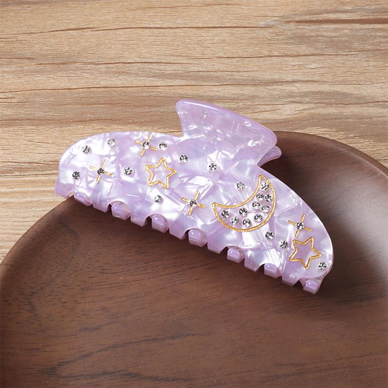 1pc New Star Moon Acrylic Claw Clip with Freshwater Diamond Design for Elegant Updo Hair Clip