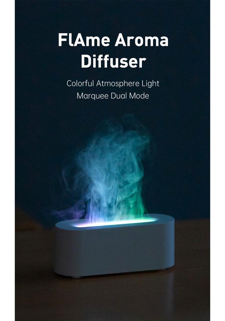 Seven-Color Simulated Flame USB Aroma Diffuser for Home and Office