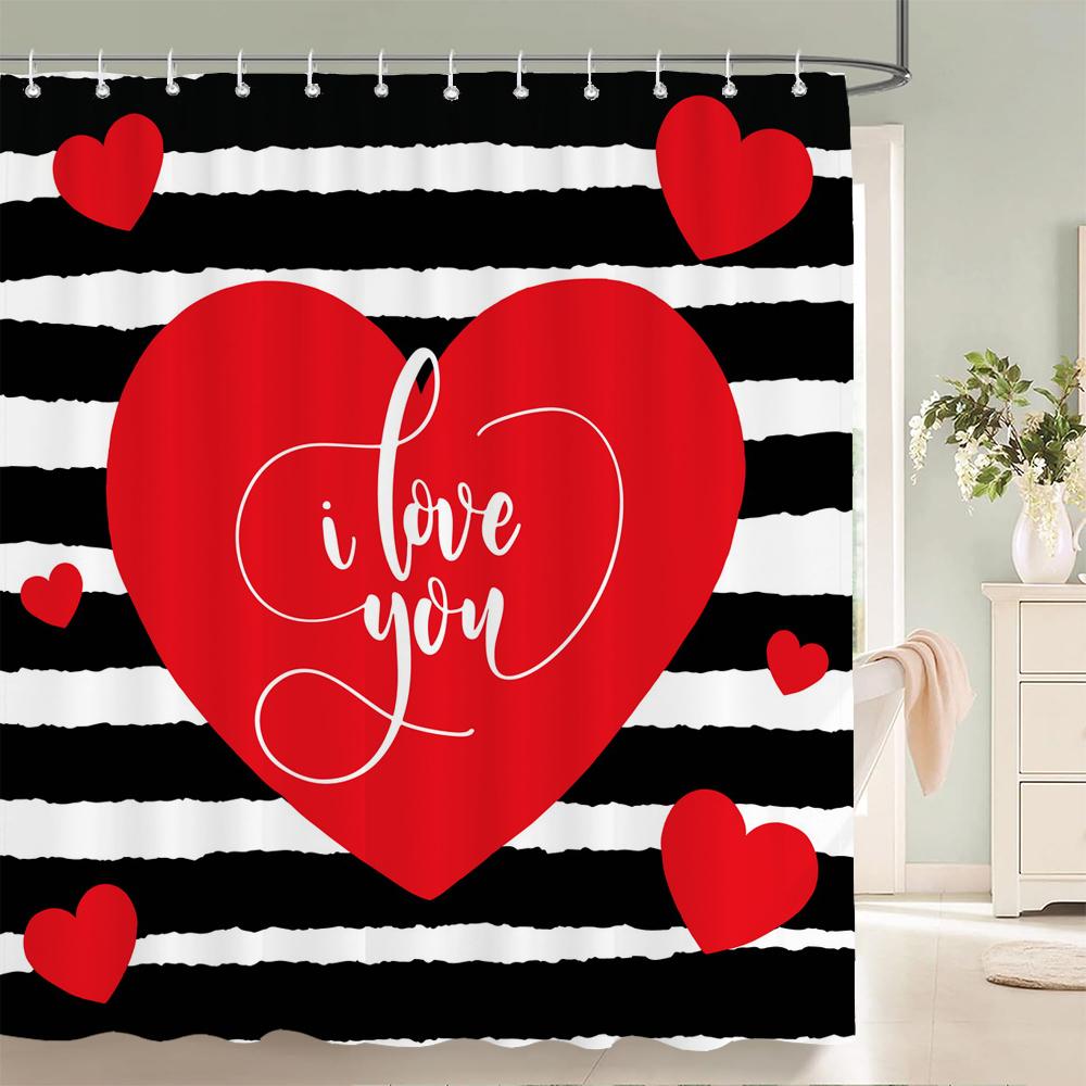 Sexy Red Lip Bath Curtain Waterproof Shower Curtains Polyester Pink Romance Love Bath Screen Printed Curtain For Bathroom Decor