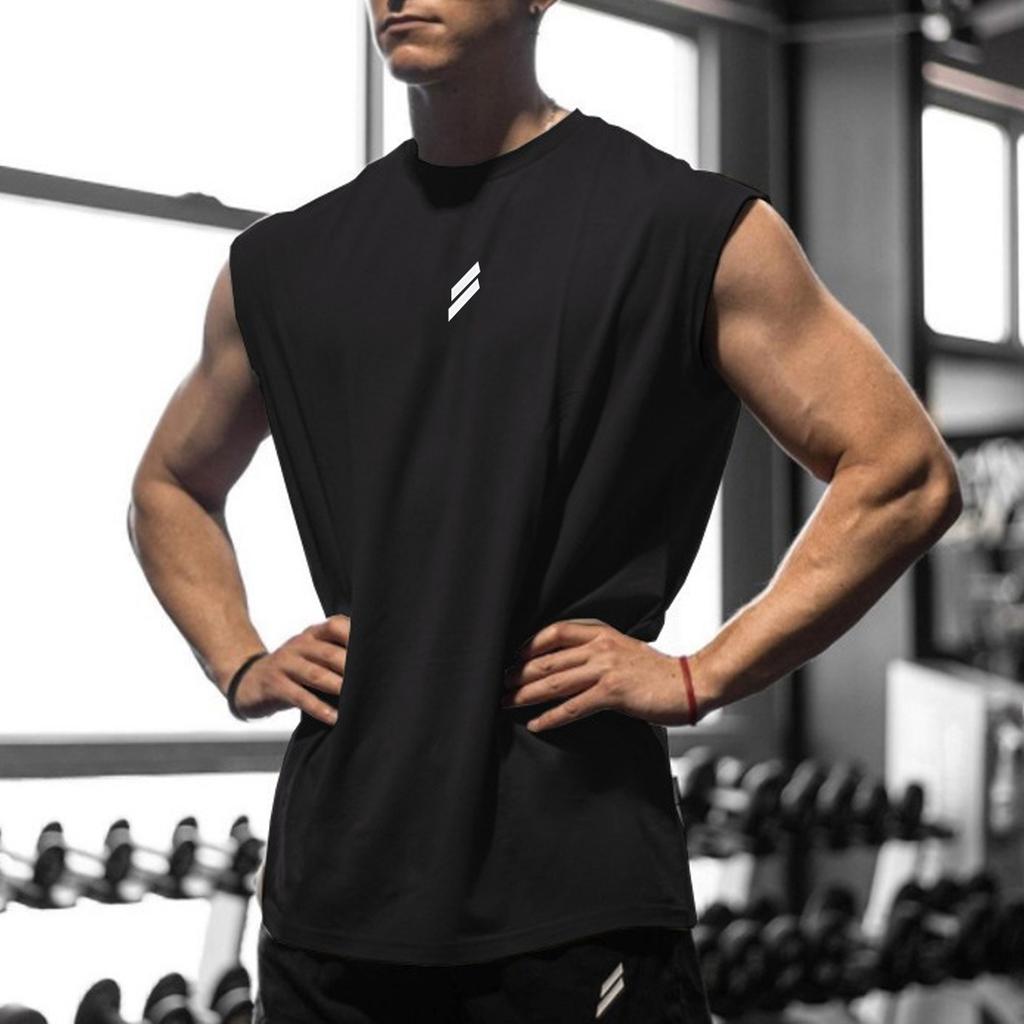 Men Stretch Cotton Vest Fitness Sports Casual Sleeveless Shirt