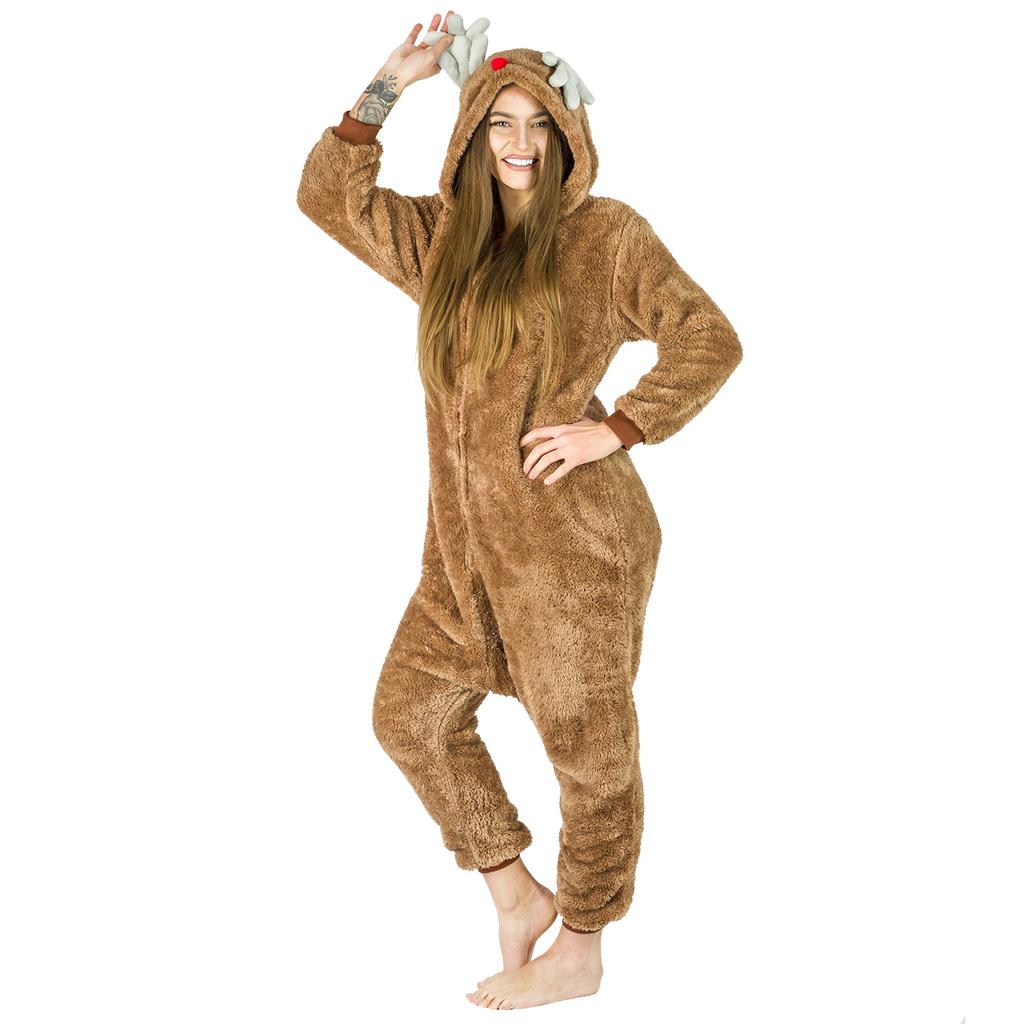 Men's Dark Reindeer Pajamas Gift Kigurumi Onesie One-piece L Onesie Reindeer Costume - XL