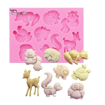 Sova Veverka Jelen Silikonová forma na dort Fondant Cukroví Čokoláda Nástroj na domácí pečení