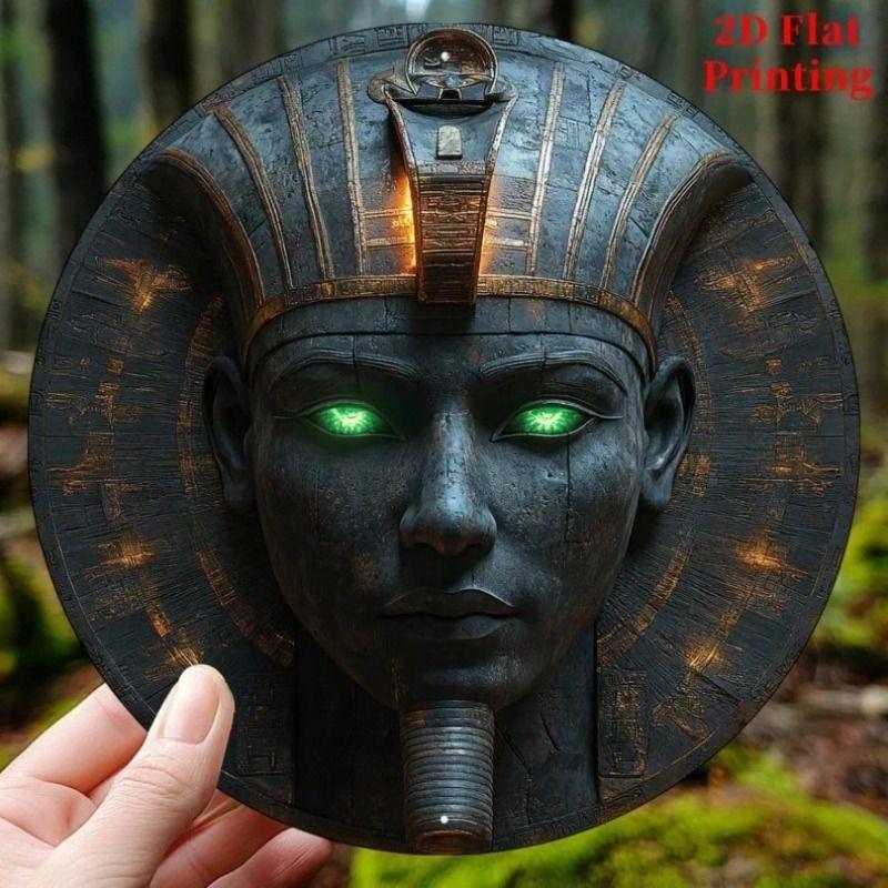 Metal Wall Art Egyptian Girls Pattern 8x8 Inch Round Aluminum Sign Home Decor