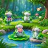 5Pcs Cute Mini Frog Figurine Lovely Cartoon Animal Statue Ornaments For Diy Micro Landscape Garden Terrarium Decoration