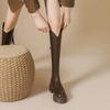 Tunna Stövlar Dam Höst och Vinter Utomhuskläder Mocka Smala Tjocka Tjocksulade Enkel Design Trend med Riddarstövlar