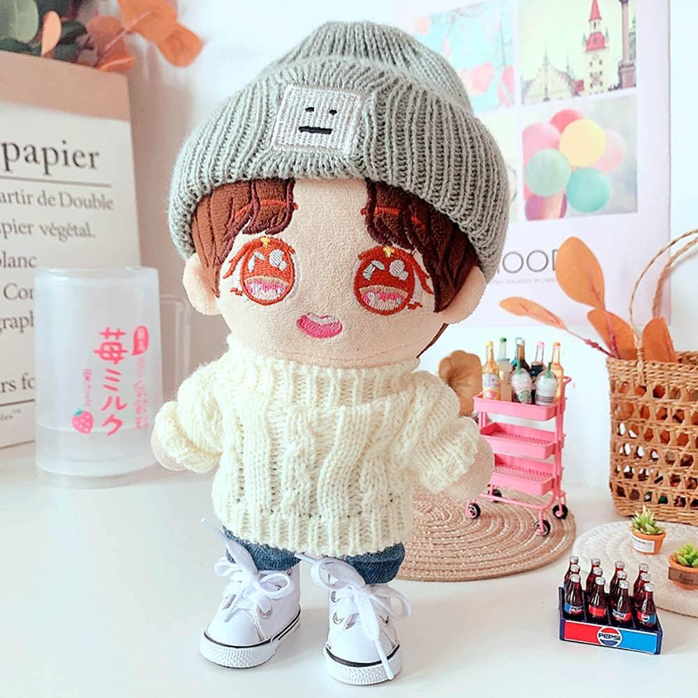 AXLUCE Plush Doll Clothes - 20cm Doll - Knit Hat - Sweater - Pants (B)