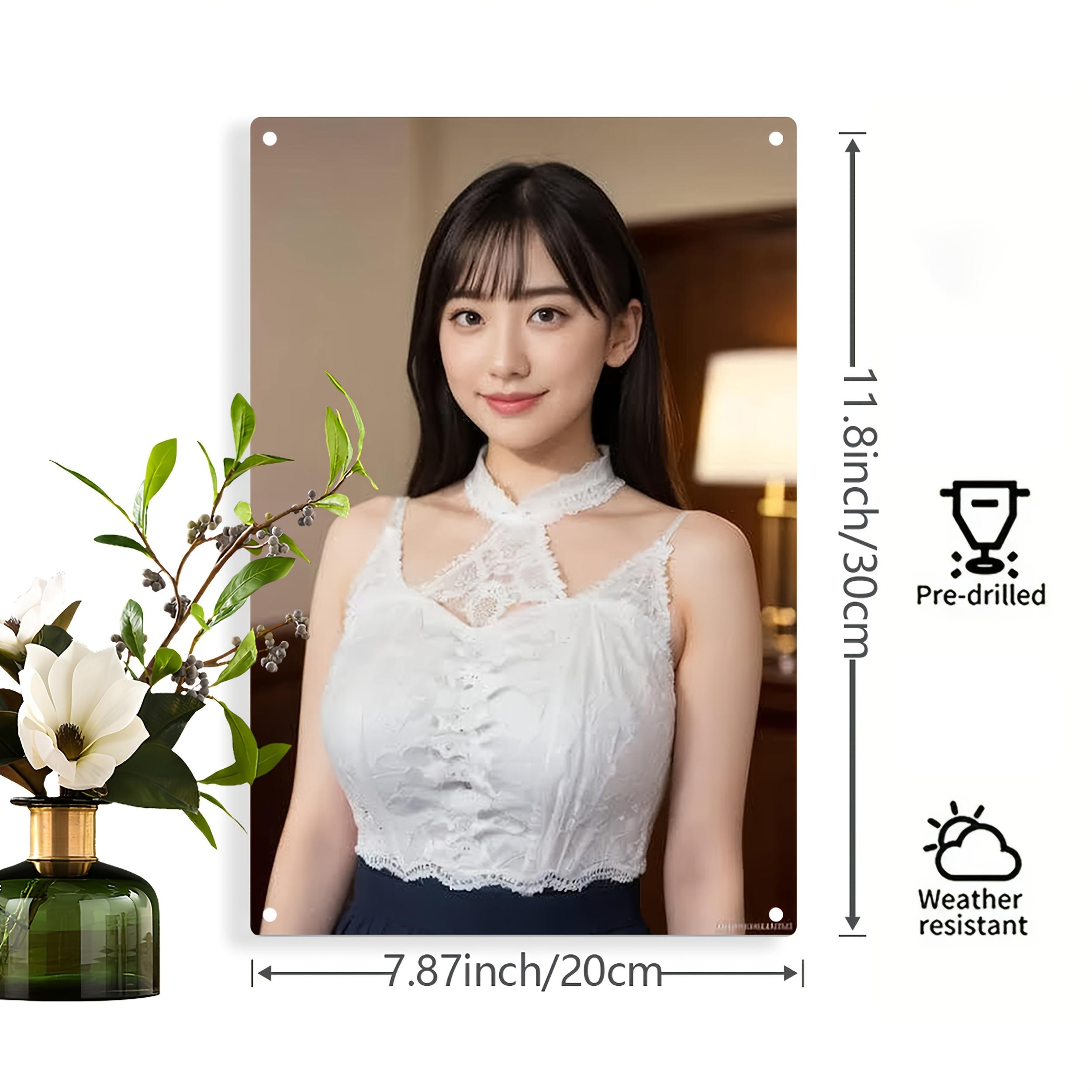 Elegant Vintage Female Portrait Iron Wall Art Durable Pre-drilled Home Decor Plaque 20x30cm