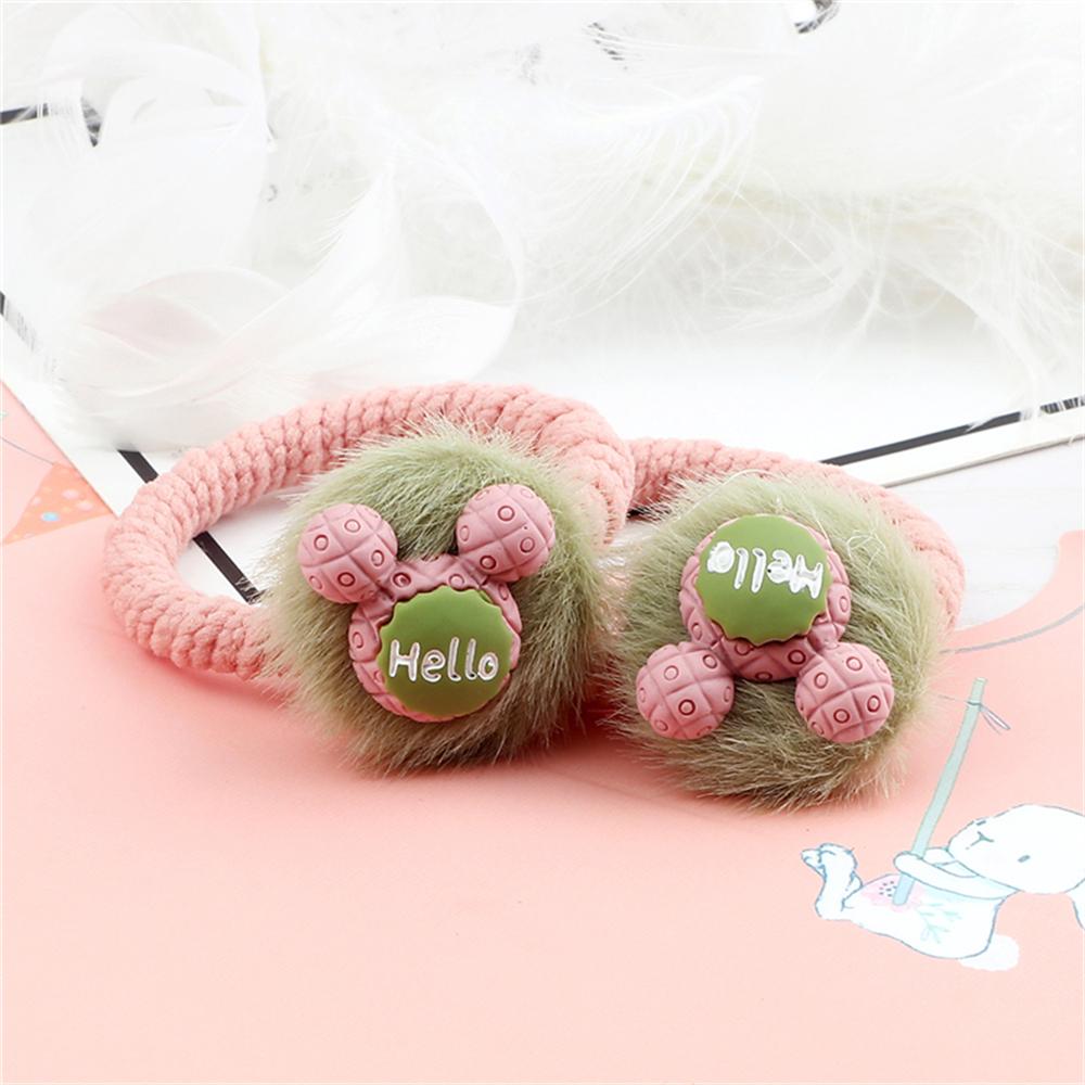 2PCS Sweet Colorful Hair Bands for Kids Girls Furry Fruits Bowknot Heart Winter Hair Ties Elastic Headband Hair Accessories Gift