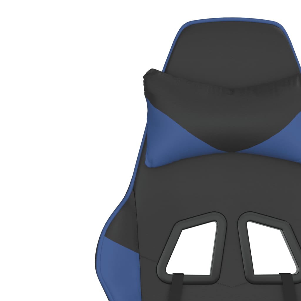 Gaming Chair with Massage Function Black and Blue Synthetic Leather