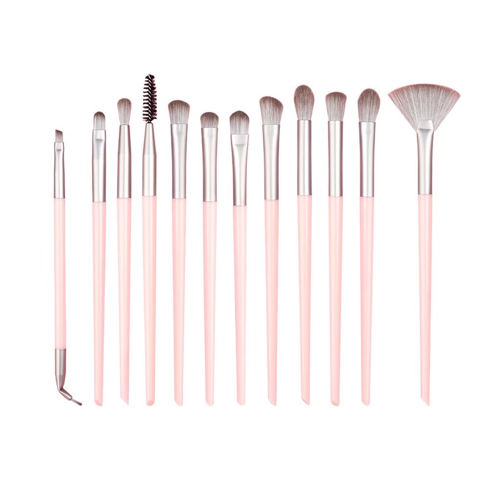 12 plastic handle eye brushes 4 colors optional, makeup brush set brush multi-function full set of eye makeup tools