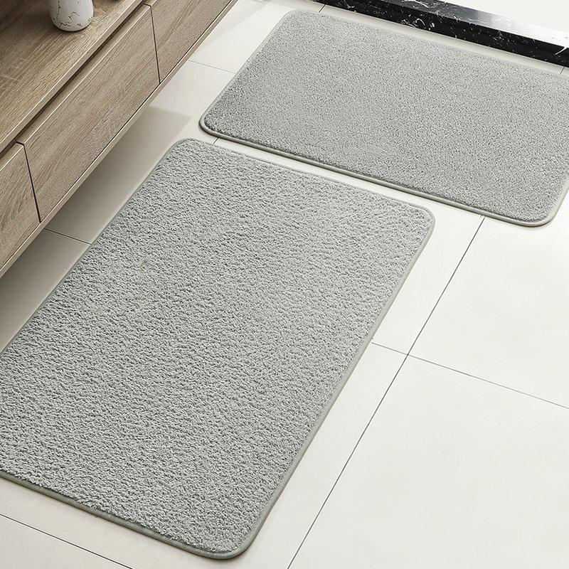 Hot-Selling Solid Color Imitation Cashmere Floor Mat Bathroom Door Mat Bathroom Absorbent Foot Mat Two-Piece Set