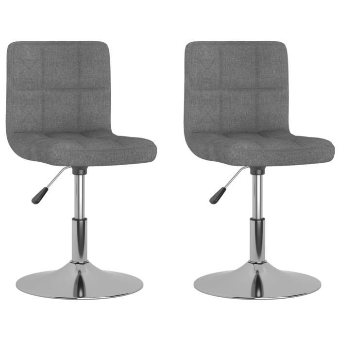 VidaXL Chaises pivotantes de salle à manger, 2 pcs, Gris clair Tissu