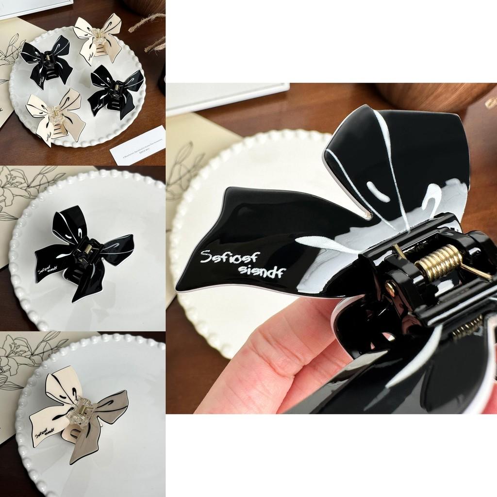 Fashionable White And Black Acrylic Butterfly Hair Grab Clip For Everyday Use