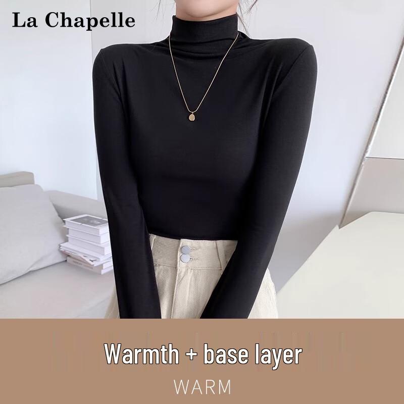 La Chapelle Women's Modal Mock Neck Slim Fit Long Sleeve T-Shirt