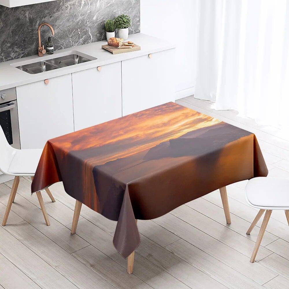 Natural Scenery Tablecloth Landscape  Anti-fouling Waterproof Rectangular Kitchen Dining Table Home Decoration
