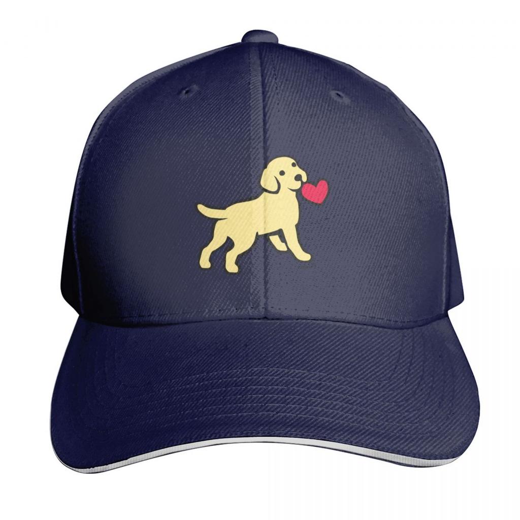 Yellow Labrador Puppy With A Little Heart Baseball Cap Snapback Flat Bill Strapback Dad Hat Six Panel Structured Crown