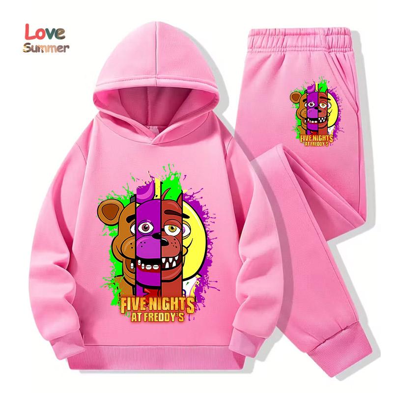 2026 Five Nights Hoodies+Hosen 2er-Set 3-14 Jahre Jungen Mädchen Trainingsanzug Kleidung Hoodie Jungen FNAF Sportlicher Anzug Ideal für den täglichen Gebrauch im Freien