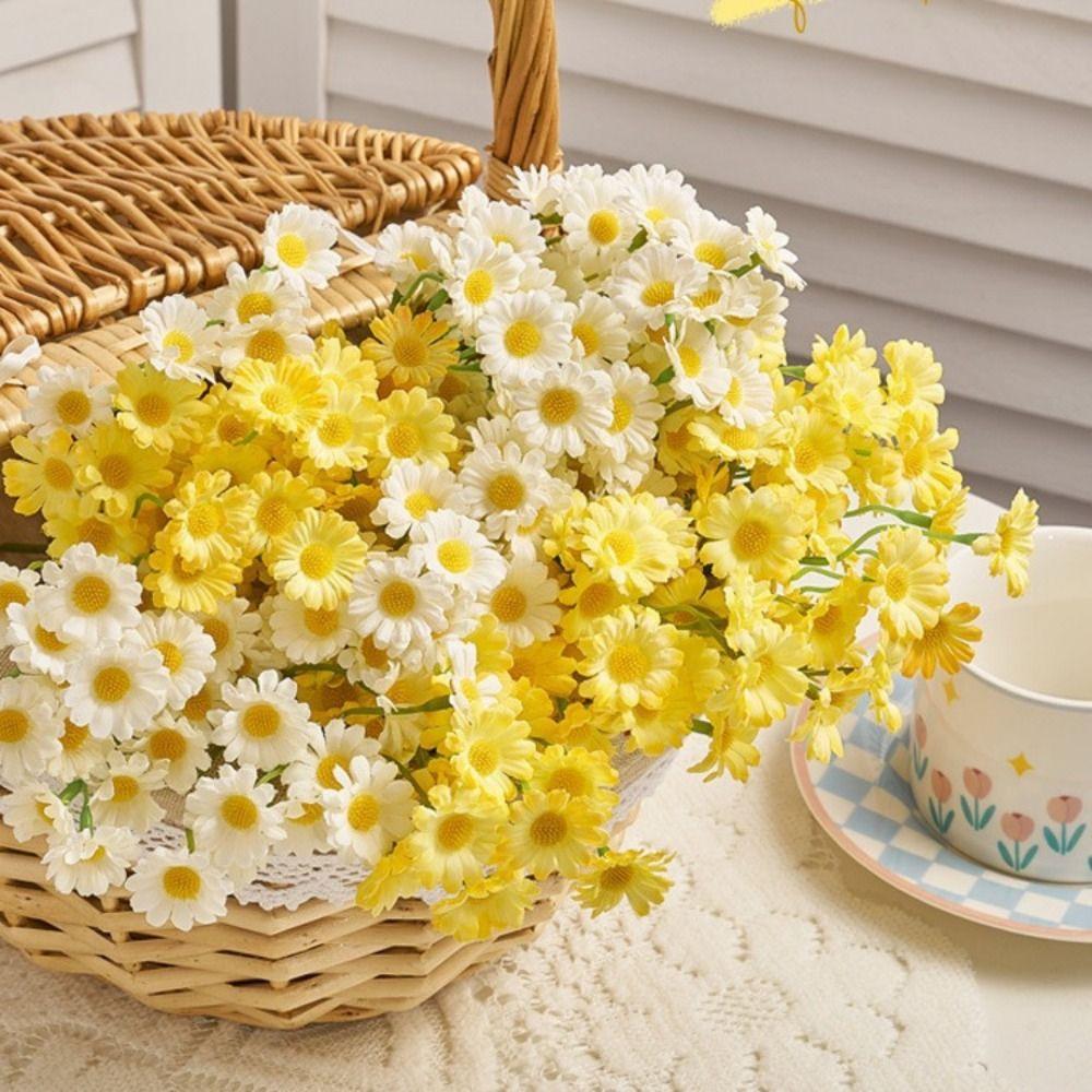 60 Heads Artificial Daisy Flowers Silk Petals Photo Props Chamomile Simulation Flower Multicolor Fake Flower Bouquet