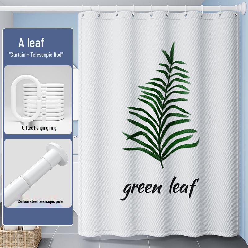 High-End Minimalist Floral Shower Curtain Set: Lazy-Style, Thickened, Waterproof, Mildew & Wrinkle Resistant.