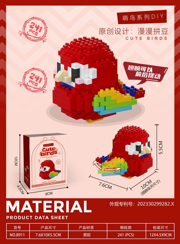Giocattolo Mattoncini Animali Uccelli per Bambini Ragazza 8 Anni Regalo di Compleanno Pappagallo Educativo Mini Mattoncino da Assemblare Giocattolo per Ragazzo