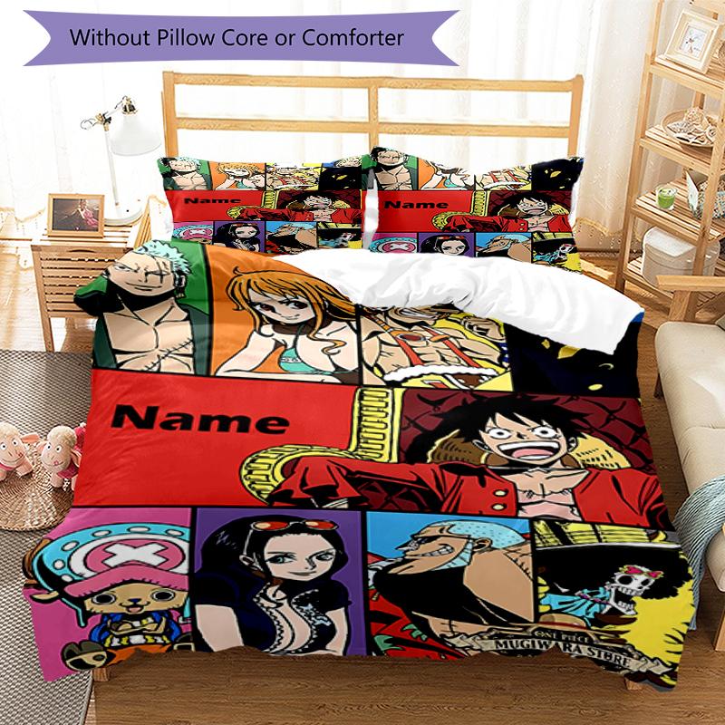 3pcs Custom Name One Piece Bedding Set Duvet Cover Closure Includes 1 Duvet Cover & 2 Pillowcases, Soft and Comfortable for All Seasons.
