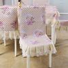 Blue One-piece Chair Cover Table Cloth Dining Chairs Mat Seat Cushion Anti-skid  Lace Chair Cushion Dustproof Cloth Wedding Party Home Decoration