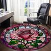 1pc Rose StainedGlass Office Round Area Rug, Under Office Chairs Bedroom Living Room Home Decor, Room Deco, Available in Various Sizes L1024245