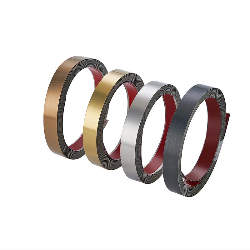 Tira Decorativa Autoadesiva em Aço Inoxidável Titânio Dourado, Formato I, 10mm