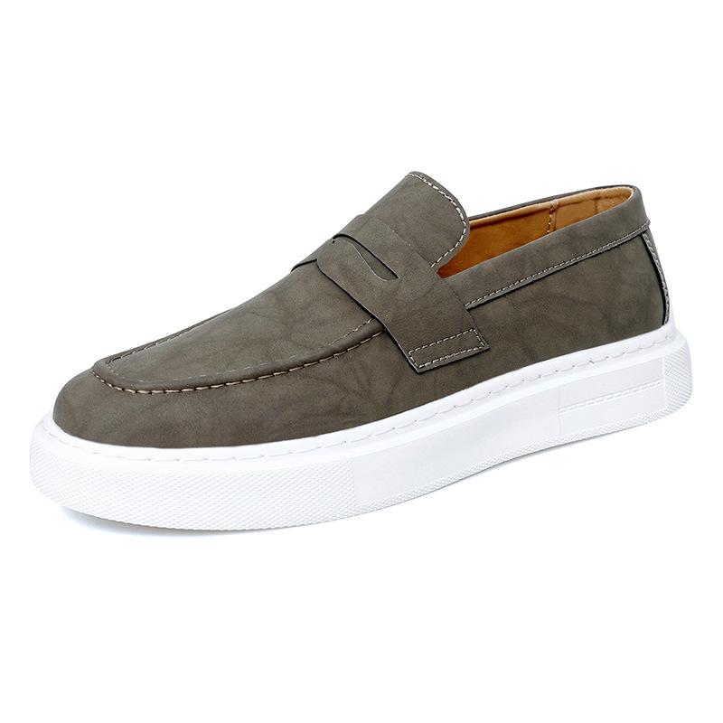 Men's Autumn Comfortable Slip-On Loafers: Breathable, Lightweight Cowhide Shoes with Thick Sole