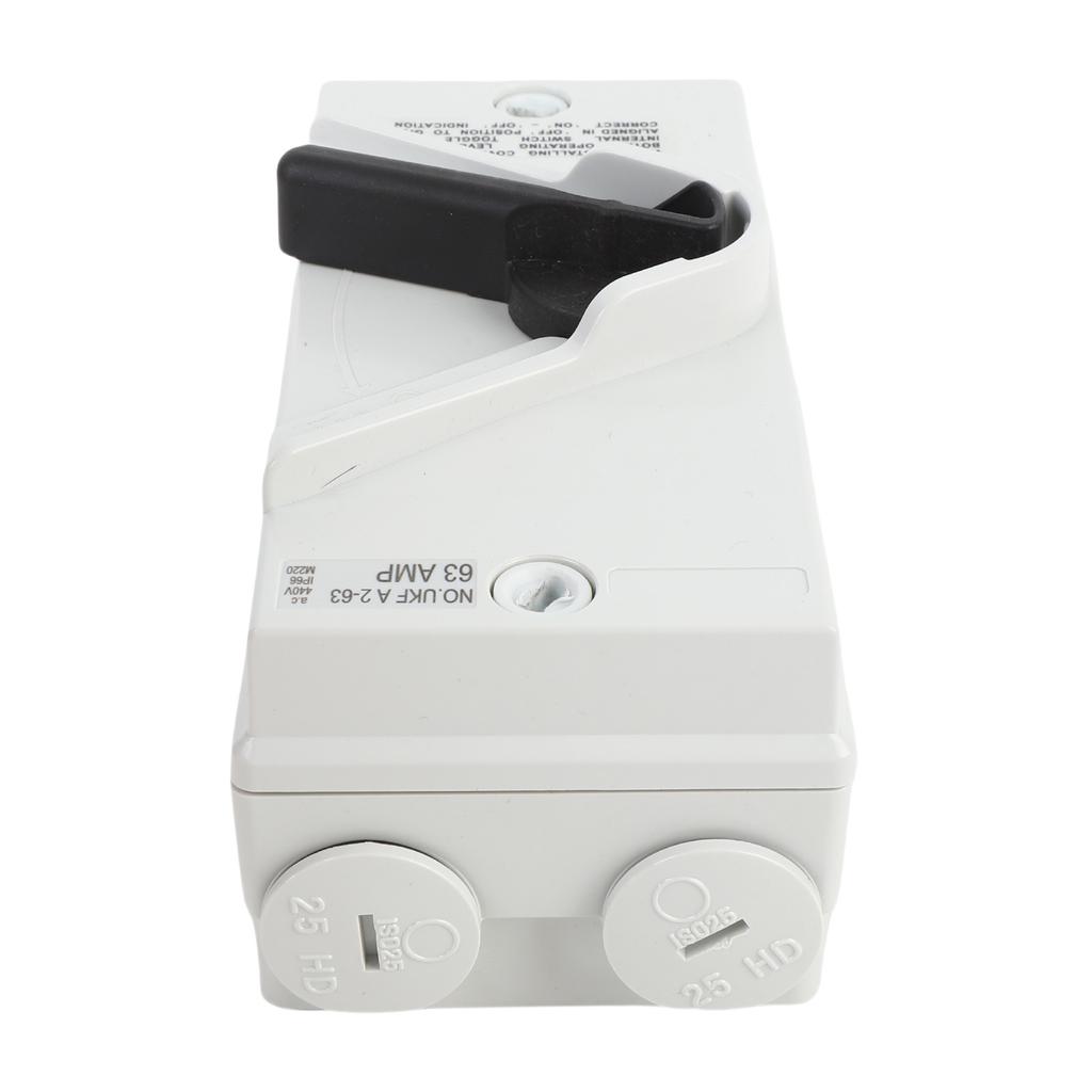 Enclosed Motor Disconnect Switch 63A 2 Pole IP66 Water Proof Industrial Outdoor Heavy Duty Breaker Box for Generator Boat