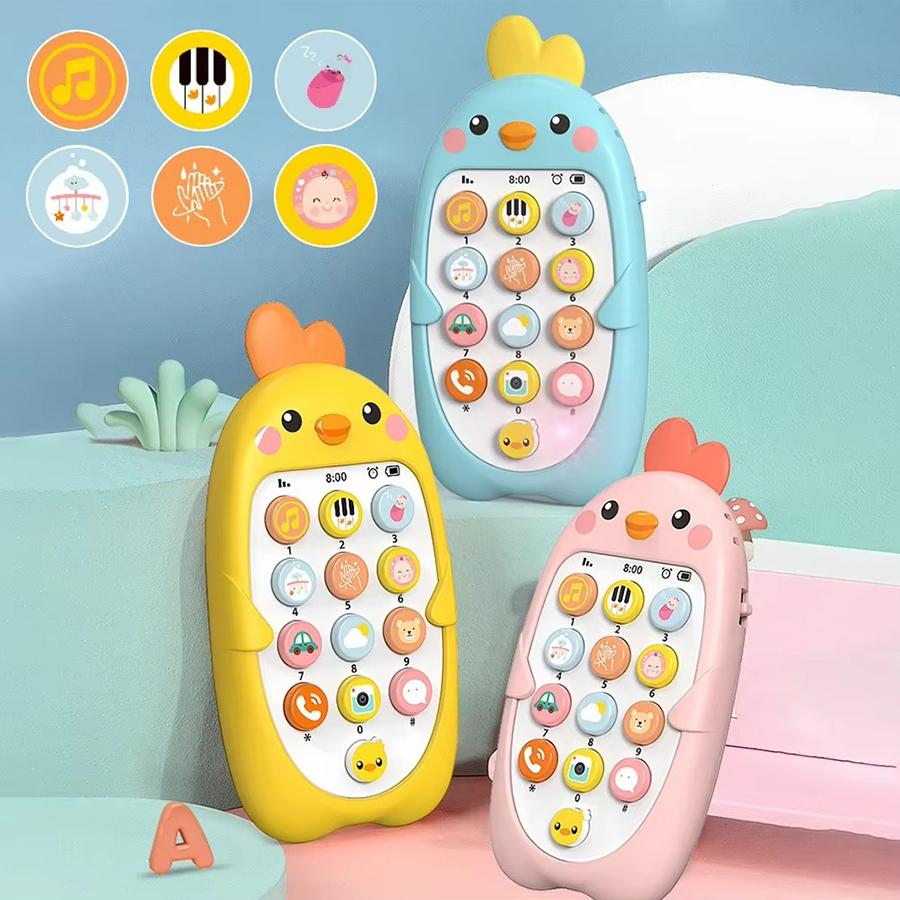 Multifunctional and Cute Baby Mobile Phone Toy with Sensory Learning Function, Multiple Sound, Light and Music Effects, Can Be C