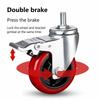 M16 Threaded Stem Swivel Caster, 3/4/5 Inch Heavy Duty Industrial Caster Wheels, Dual Locking Brake, Wear Resistant PU, Set of 4