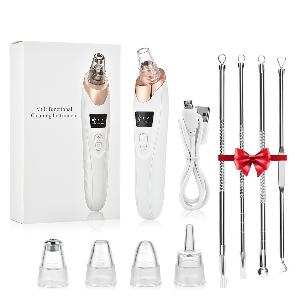 Electric Vacuum Blackhead Remover EMS Ultrasonic Skin Scrubber Spatula Pimple Acne Needle Tool Facial Pore Cleaner Skin Care Set