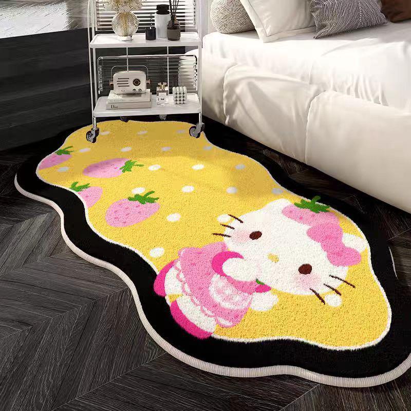 Roztomilý kočičí koberec z umělého kašmíru - Útulná dekorativní podložka do ložnice nebo na balkon