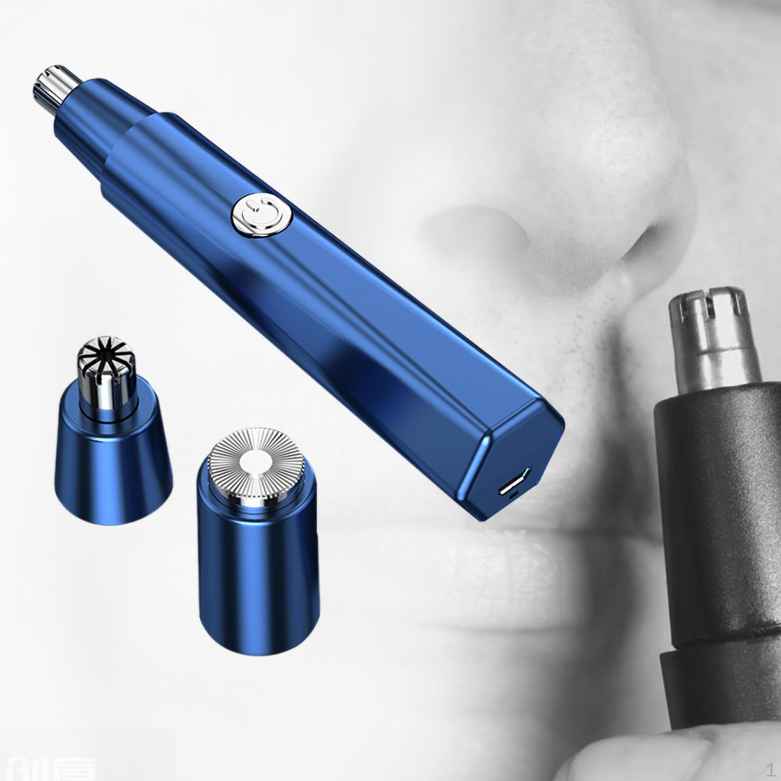 

Электрический триммер для волос в носу, бровей, лица, легкая очистка, портативный, для взрослых мужчин синий