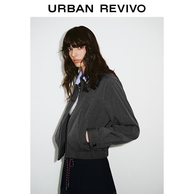 

UR Autumn 2025 Women s Color-block Striped Lapel Zipper Jacket S