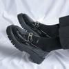 Leather Shoes Men's 2025 Summer Youth British Style Platform Big Head Tooling Loafers Casual Groom Wedding Shoes