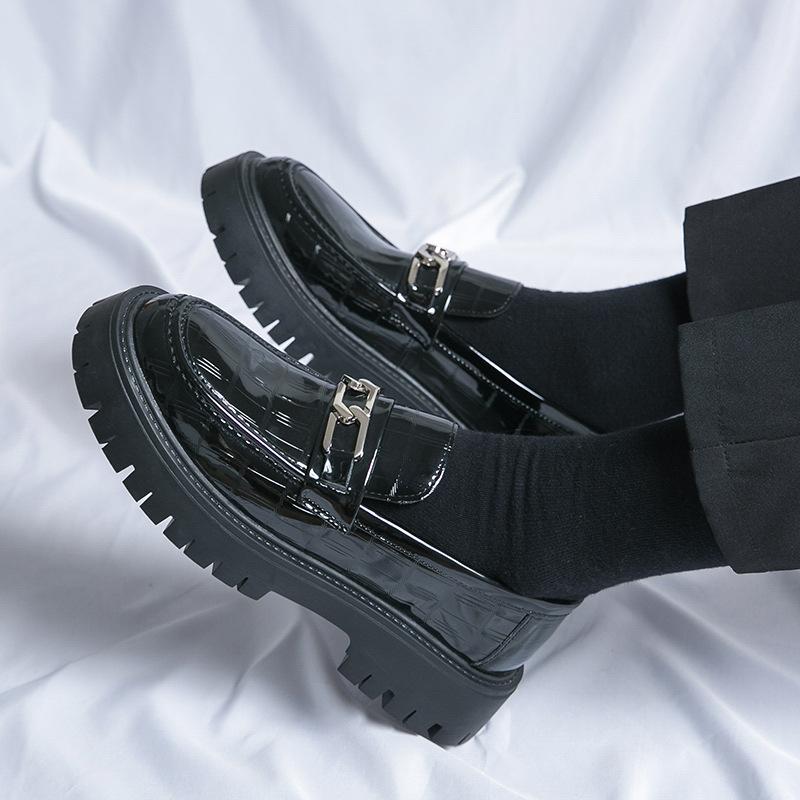 Leather Shoes Men's 2025 Summer Youth British Style Platform Big Head Tooling Loafers Casual Groom Wedding Shoes