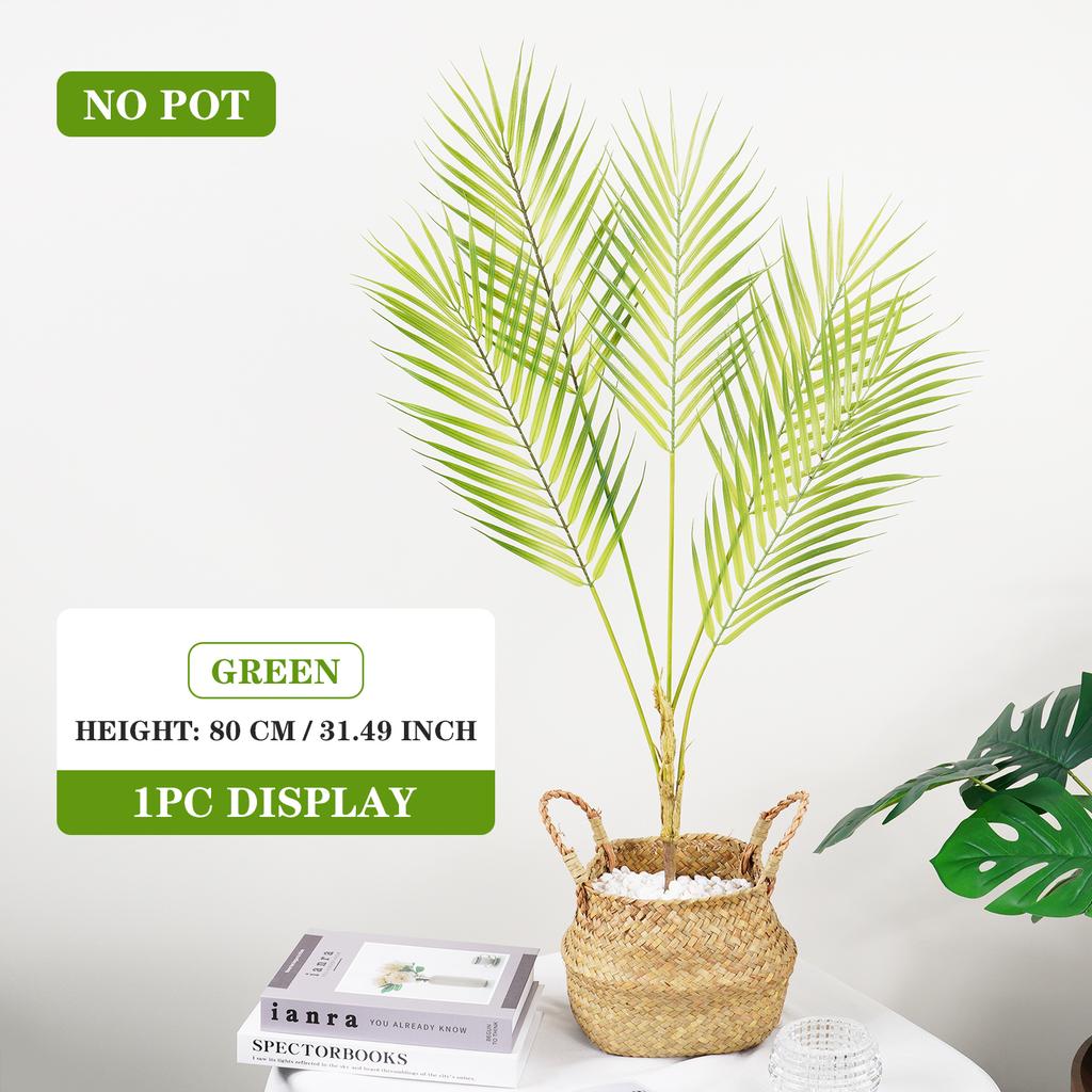 Large Artificial Palm Tree 80-125cm Fake Monstera Plant Tropical Fern Leaves for Home Garden Decor Plastic Outdoor Plants