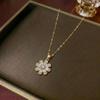 Women's Simple Style Gold Zircon Rose Flower Necklace with Diamond Accents, Titanium Steel Clavicle Chain