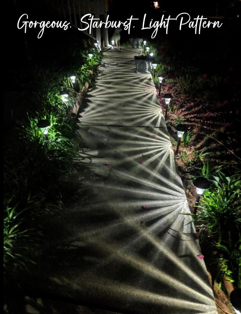 2 Pack 6' Bronze Solar Path Lights with Solar Panel, Glass Lens, Metal Stake, Extra-Bright LED for Garden, Lawn, Patio