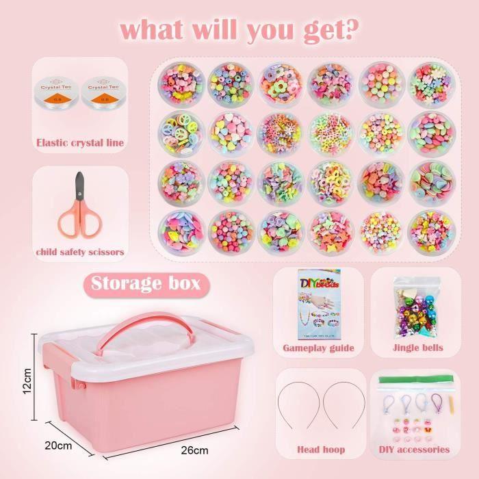 Sanlebi Enfants Bricolage Perles Set,2000 Pièces Bracelet Perle Pour Fabrication De Bracelets,Collier,Kit Fabrication Bijoux Jeux